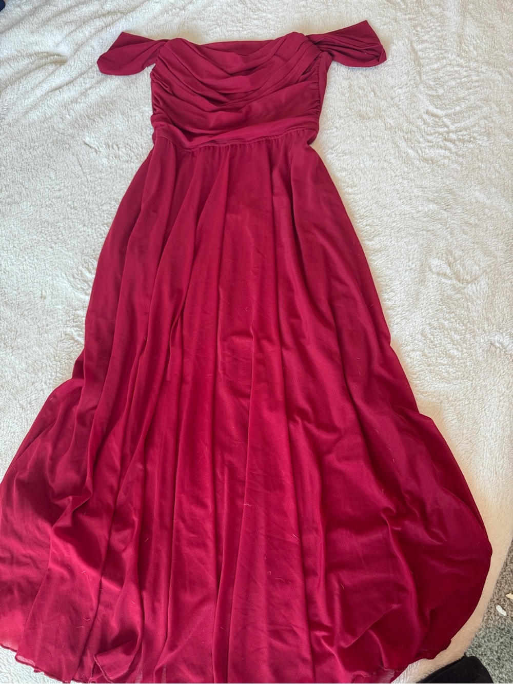 Off-Shoulder Red Evening Dress